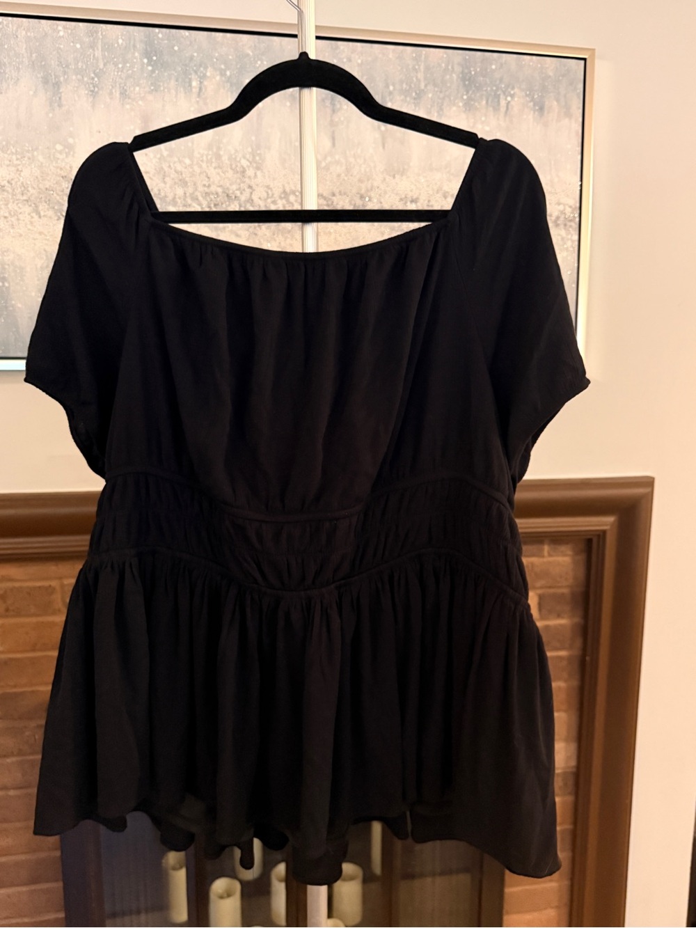 torrid Black Peplum Short Sleeve Corset Back Tunic Top